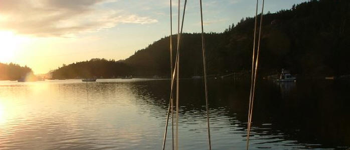 Sunset at anchor, Montague Harbour, BC