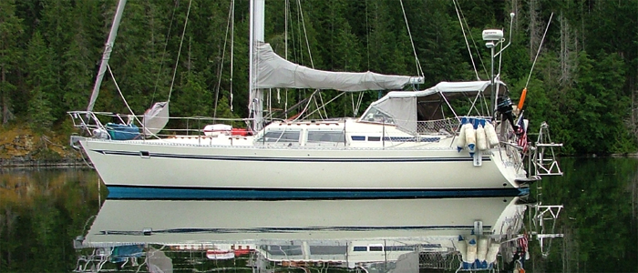 Solstice at anchor in Desolation Sound, British Columbia